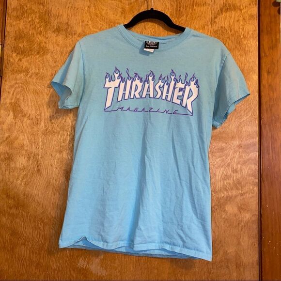 🍄 Thrasher Blue Flame Skater Tee - Picture 1 of 6
